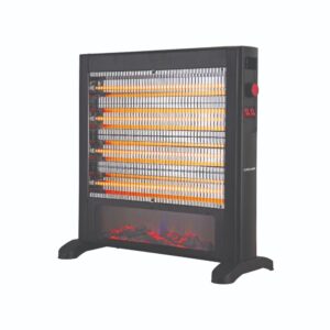 QUARTZ HEATER 2400W BLACK WITH THERMOSTAT AND FLAME EFFECT